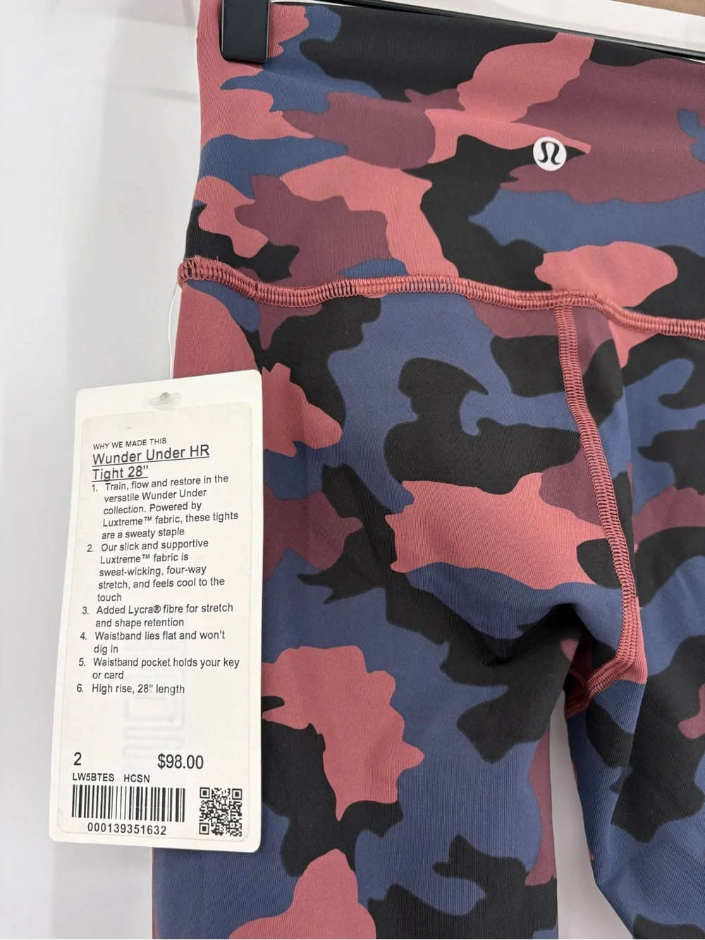 NWT Lululemon Wunder Train High Rise 28” Leggings Camo Size 2 Everlux